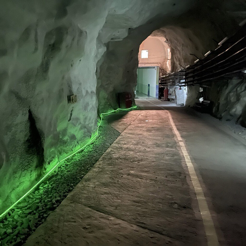 Emergency LED light in tunnel