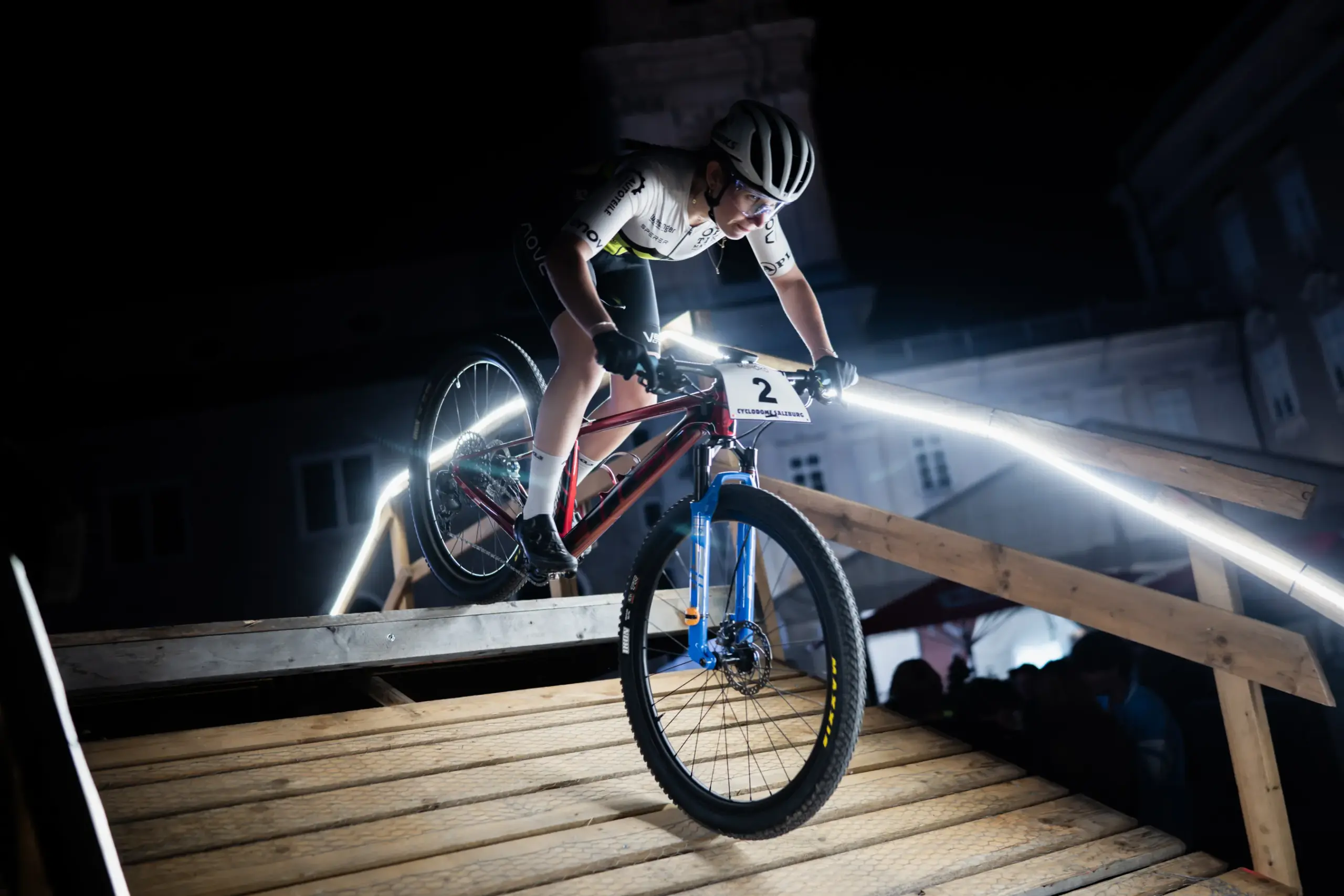 LED strip lights at Cyclodome Salzburg cycling event